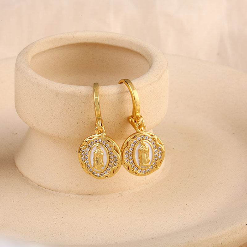 Wholesale Oil Drops Heart Flowers Copper Earrings